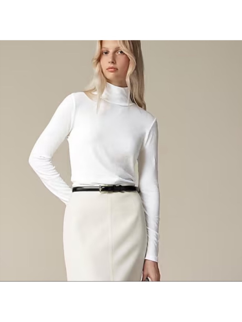 J.Crew Tissue Turtleneck Top White Lightweight Layering Essential Size L - Picture 2 of 5